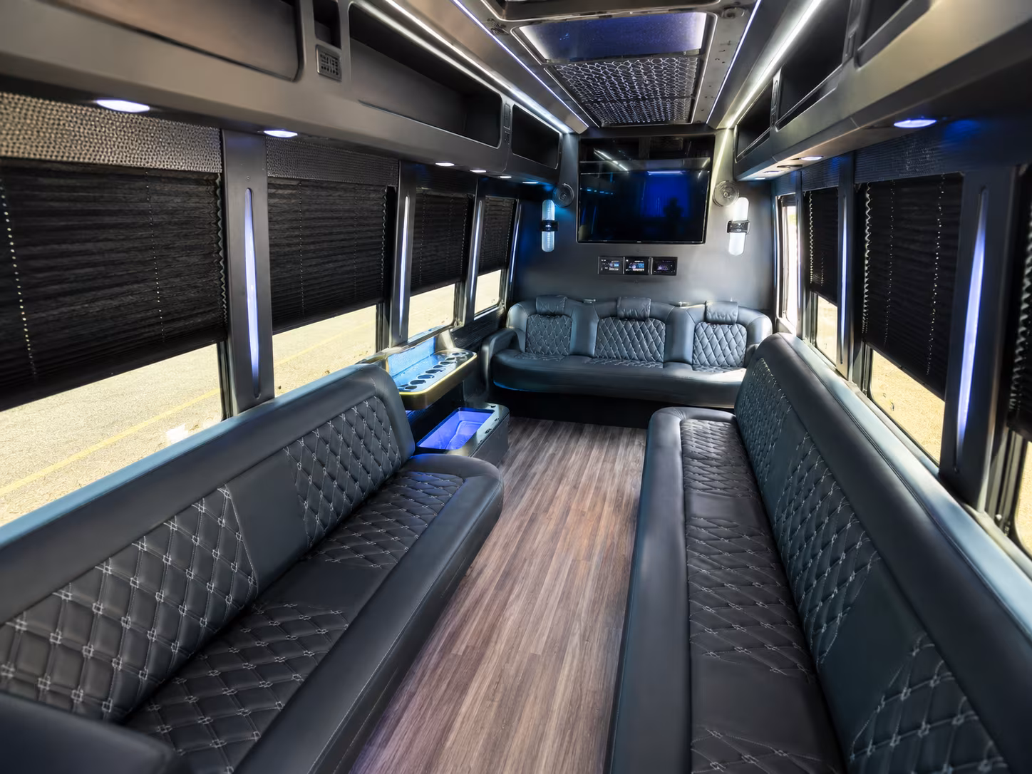 Lansing Birthday, Sweet 16, & Quinceañera Transportation party bus interior