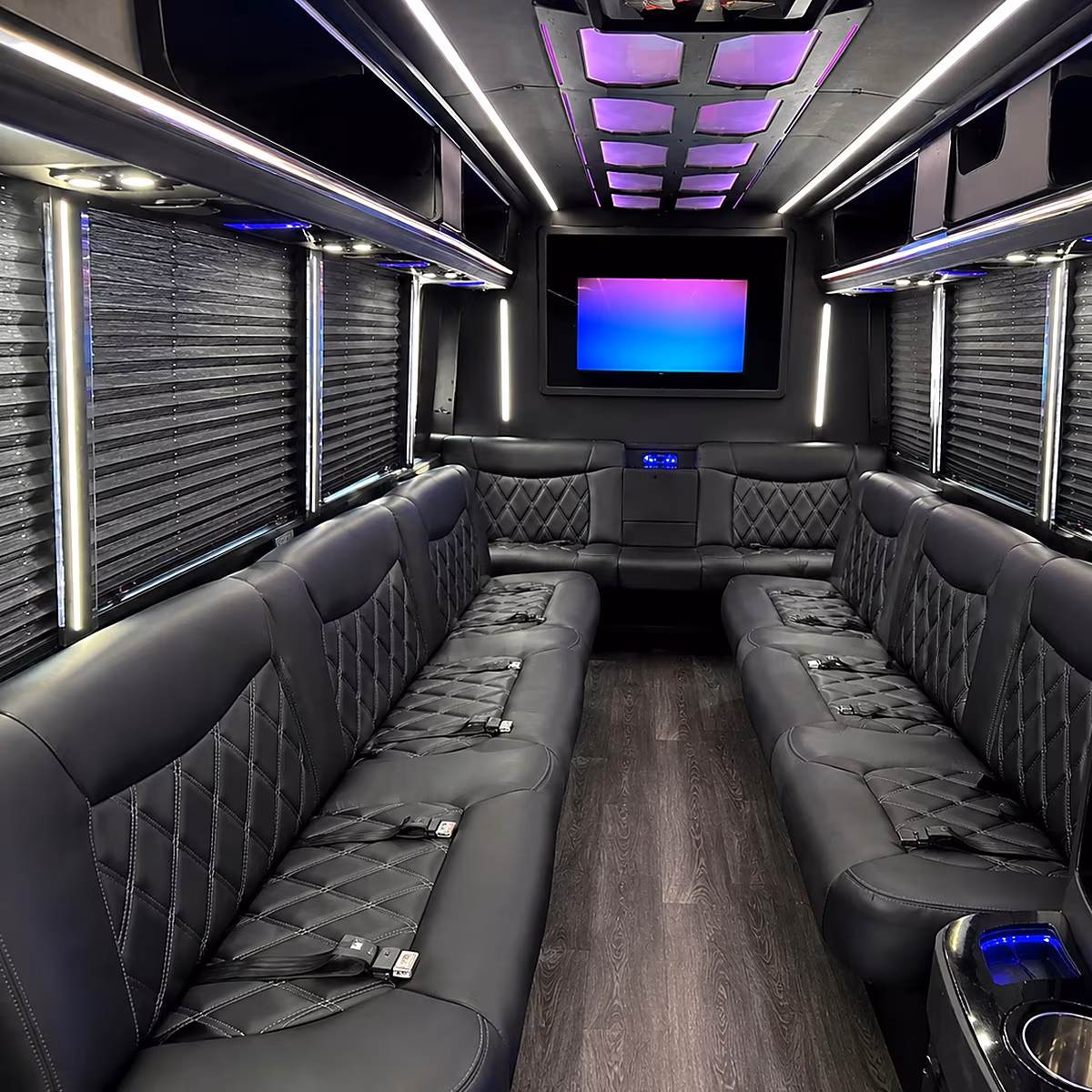 Lansing Sporting Event Transportation party bus interior