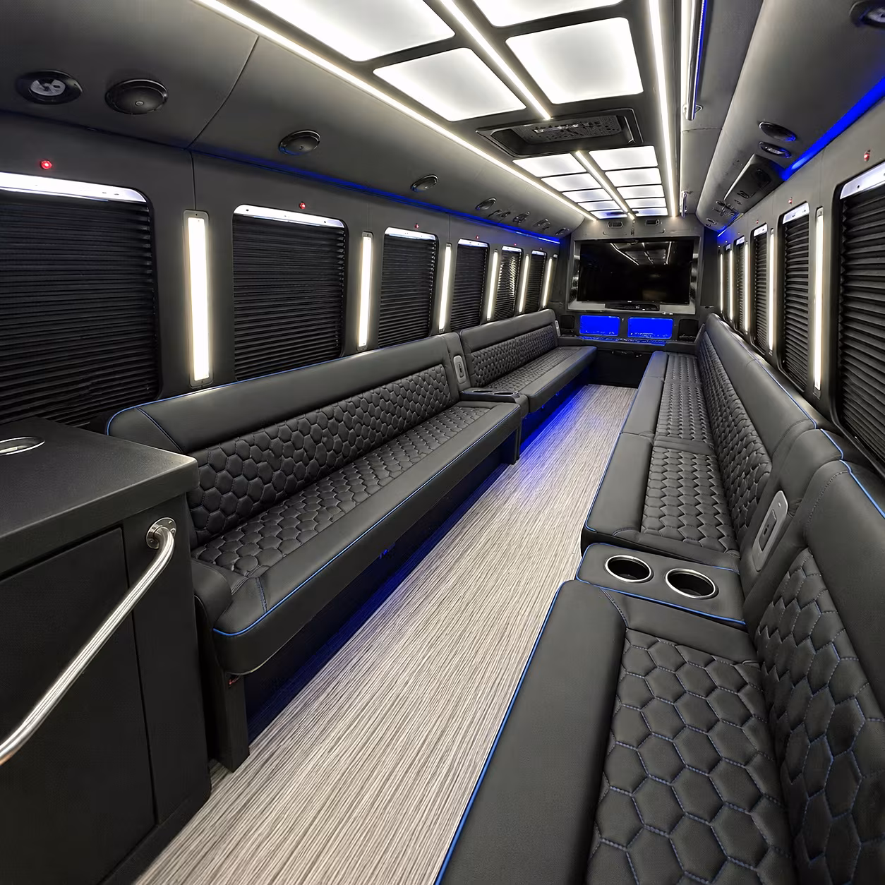 Lansing Sporting Event Transportation party bus interior