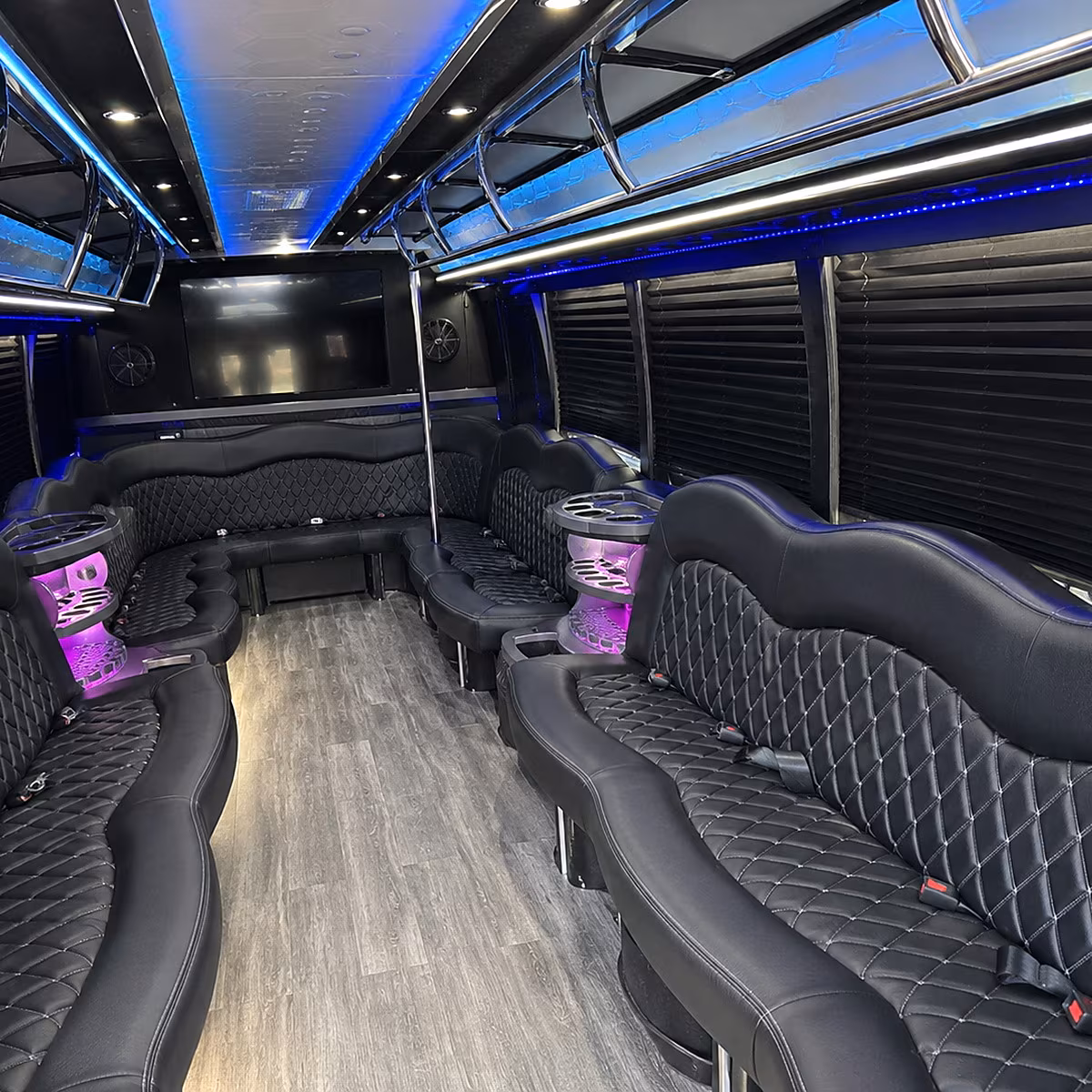 Lansing Sporting Event Transportation party bus interior