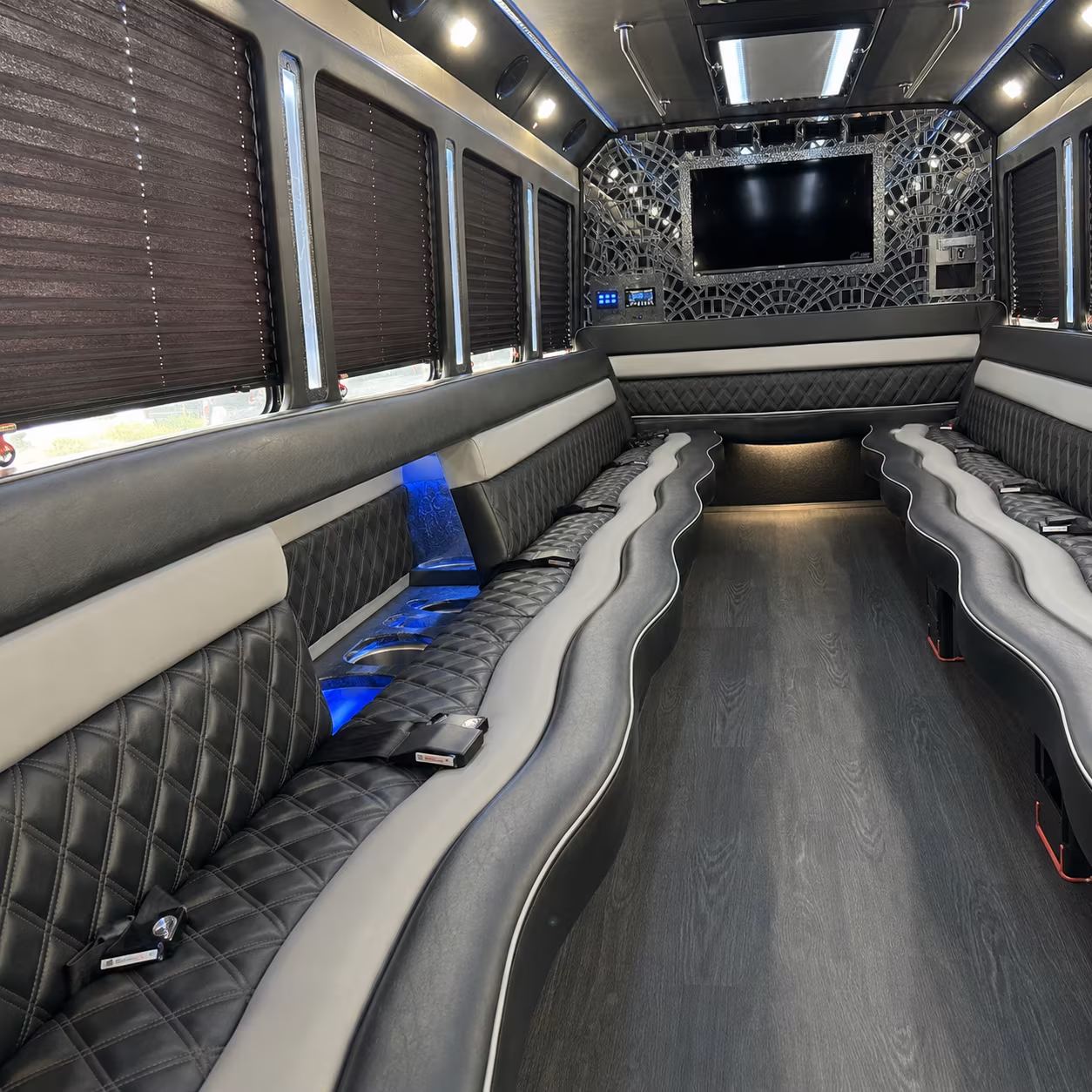 Lansing Wedding Transportation party bus exterior