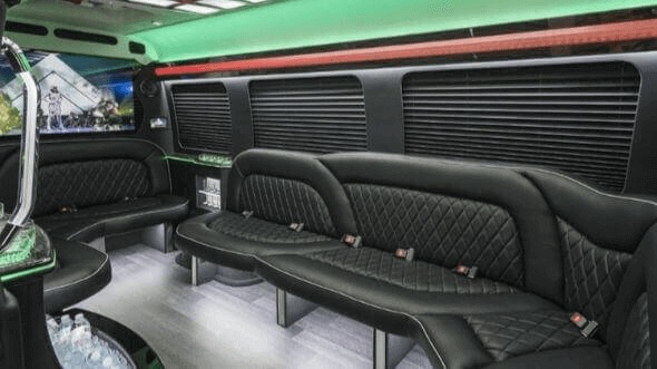 Interior of Charter Bus Company Battle Creek's 15 Passenger Party Bus in Battle Creek