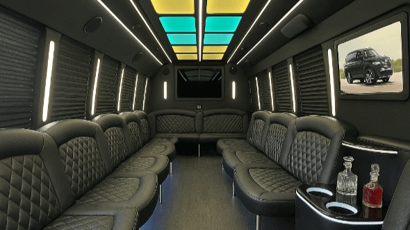 Interior of Charter Bus Company Flint's 20 Passenger Party Bus in Flint