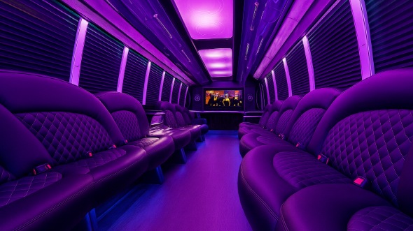 Interior of Lansing Party Bus Company's 20 Passenger Party Bus in Lansing