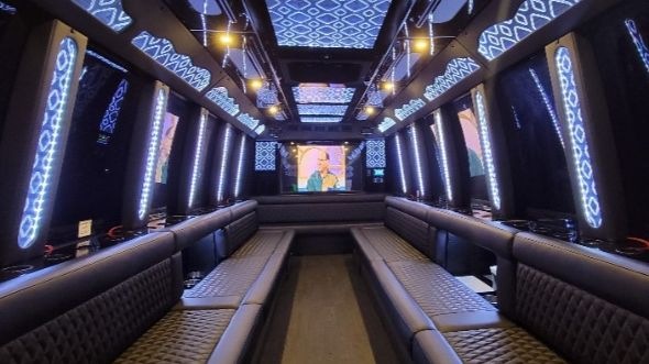 Interior of Charter Bus Company Kentwood's 28 Passenger Party Bus in Kentwood