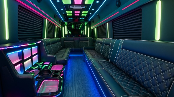 Interior of Charter Bus Company Westland's 28 Passenger Party Bus in Westland