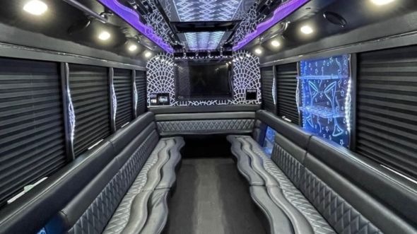 Interior of Charter Bus Company Canton's 30 Passenger Party Bus in Canton