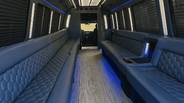 Interior of Charter Bus Company Flint's 30 Passenger Party Bus in Flint