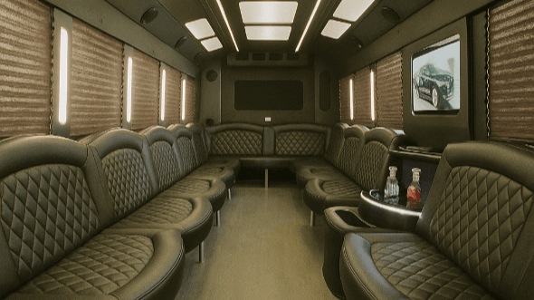 Interior of Charter Bus Company Westland's 30 Passenger Party Bus in Westland