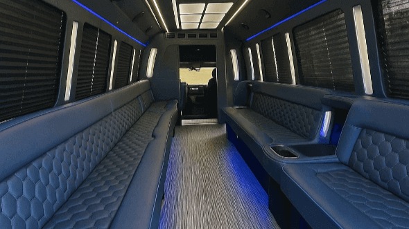 Interior of Charter Bus Company Canton's 40 Passenger Party Bus in Canton
