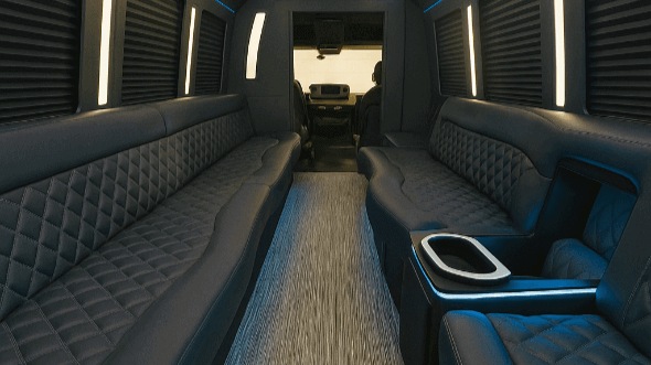 Interior of Charter Bus Company Grand Rapids's 50 Passenger Party Bus in Grand Rapids