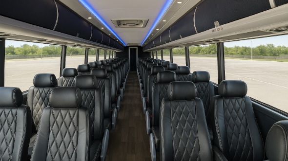 Interior of Charter Bus Company Lansing's 54 Passenger Charter Bus in Lansing