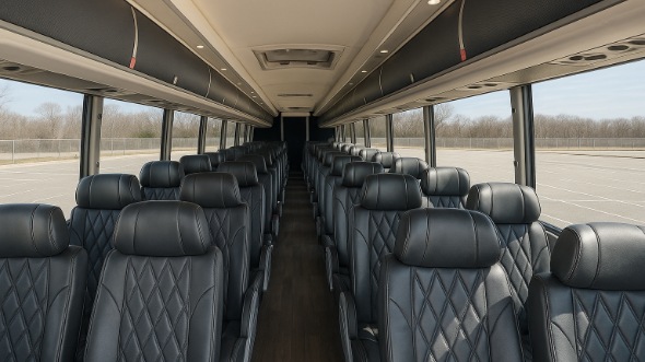 Interior of Charter Bus Company Lansing's 55 Passenger Charter Bus in Lansing